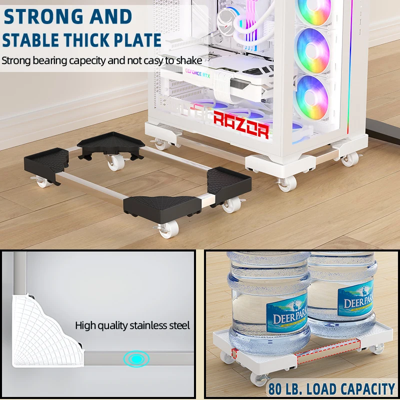 

Adjustable Rolling Caster Wheel Mobile Holder with Essential Computer Stand CPU Accessories Office Fits Most PC Desks