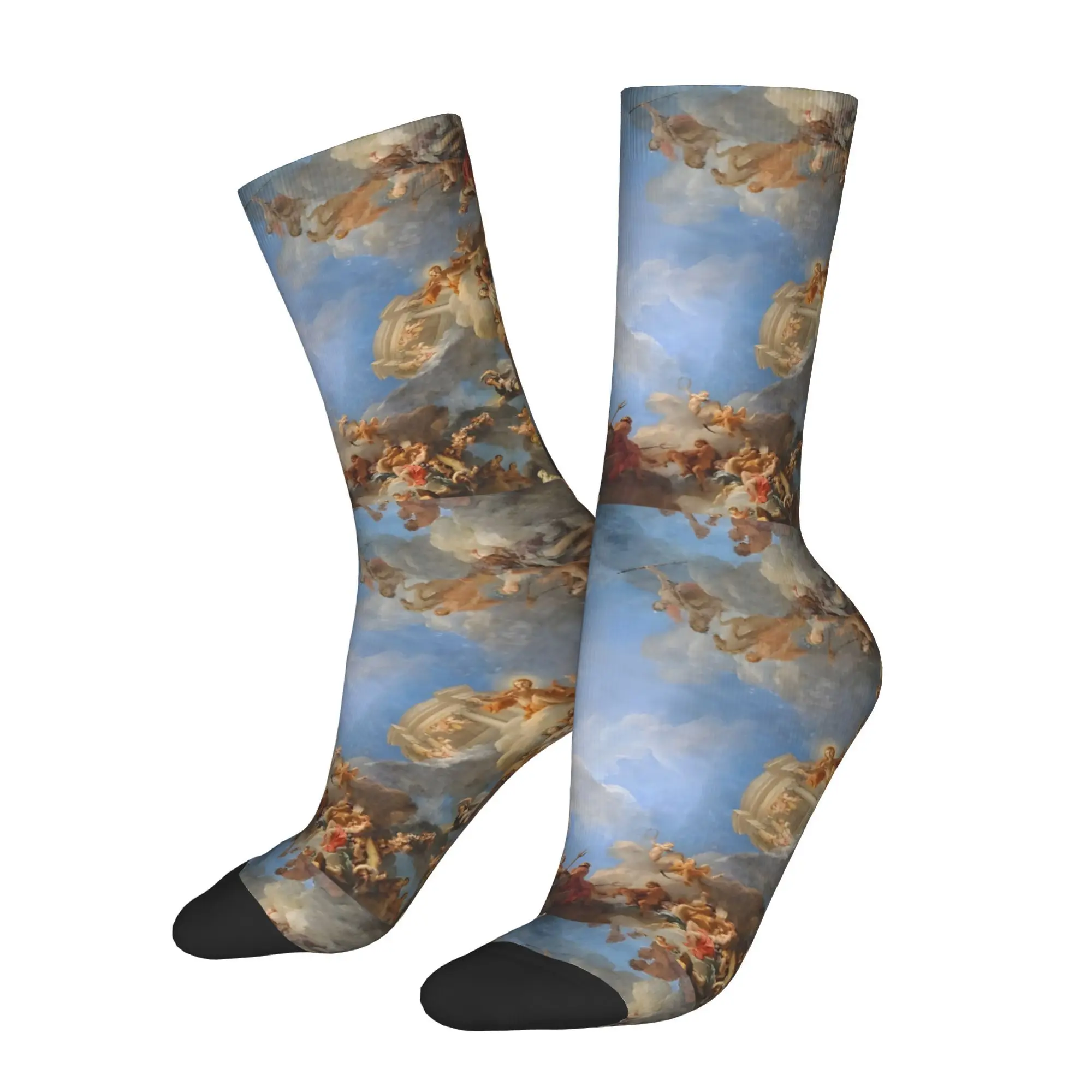

Retro Fresco Of Angels In The Palace Of Versailles Men's Socks Unisex Street Style Funny Crew Sock Gift
