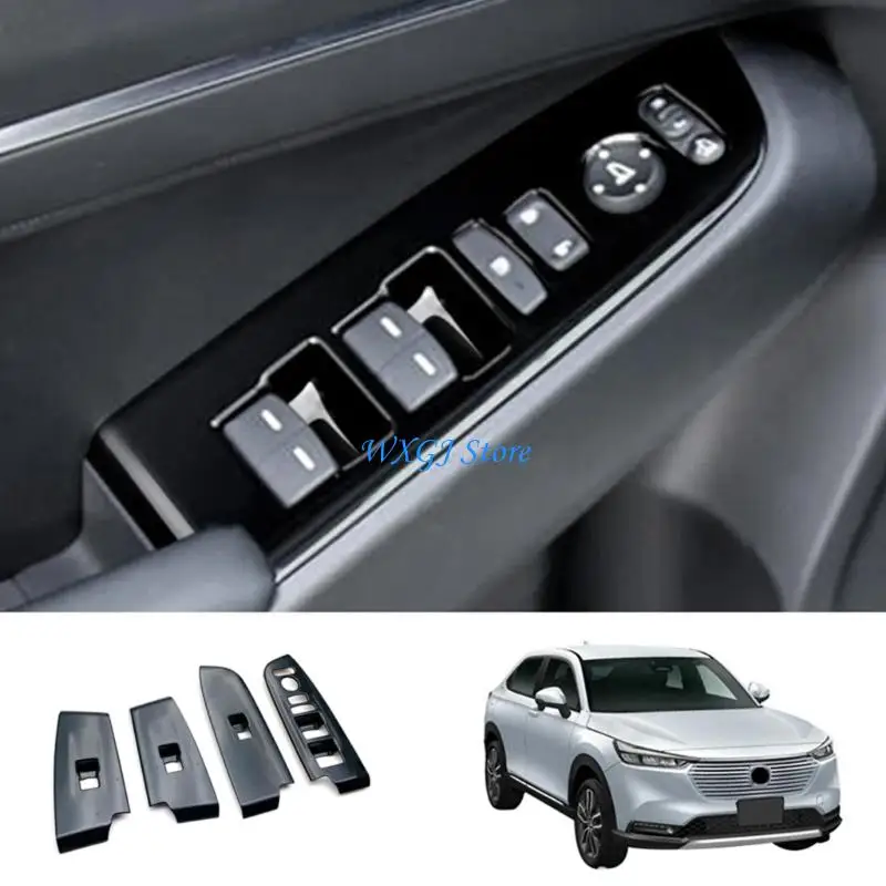 

37JE 4PCS Car Window Control Panel Bezel Glossy Black Protector Trim Upgraded Anti Fade ABS For Enhanced Interior Aesthetics