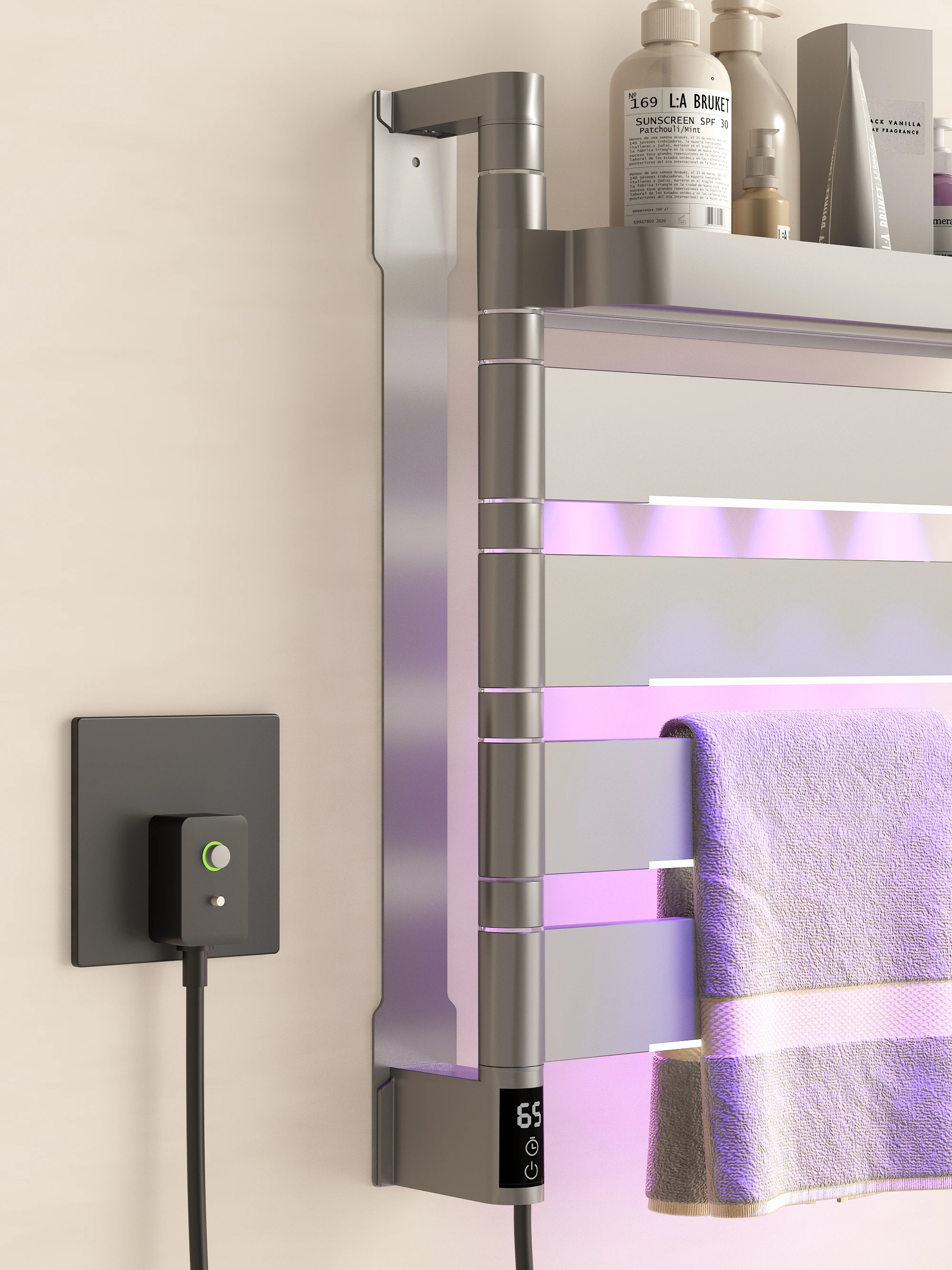 Imagem -06 - Smart Control Towel Warmer para Casa Toalha Rail Touch Panel Rack Acessórios do Banheiro 45 ° C65 ° c