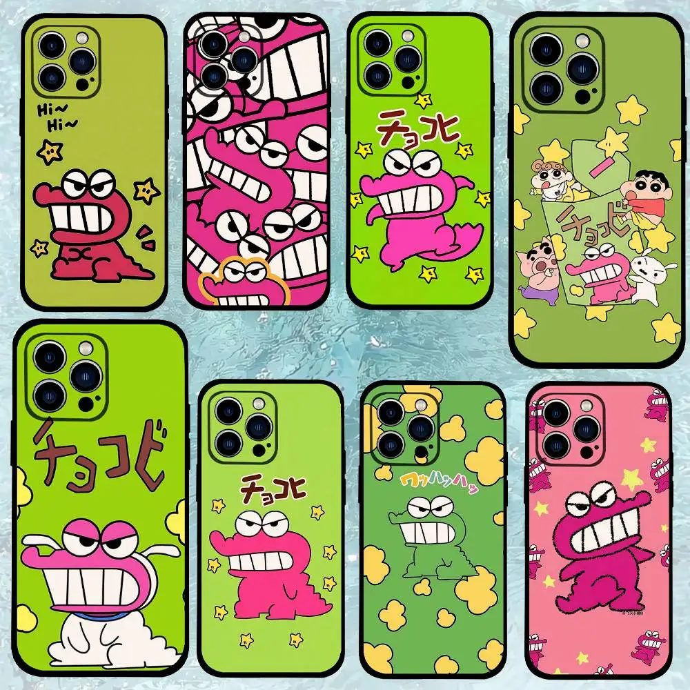 

Crayon Shin-chan Snacks Phone Case For IPhone 1716 15 14 13 Pro Max 11 12 Mini X Xs XR Black Silicone Cover