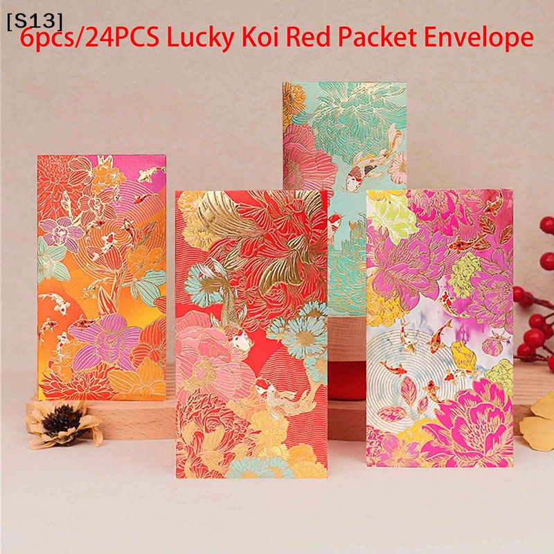 6pcs New Red Envelope Universal Creative Koi High-end Envelope Wallet Spring Festival Wedding Lucky Blessing Red Envelope[S13]