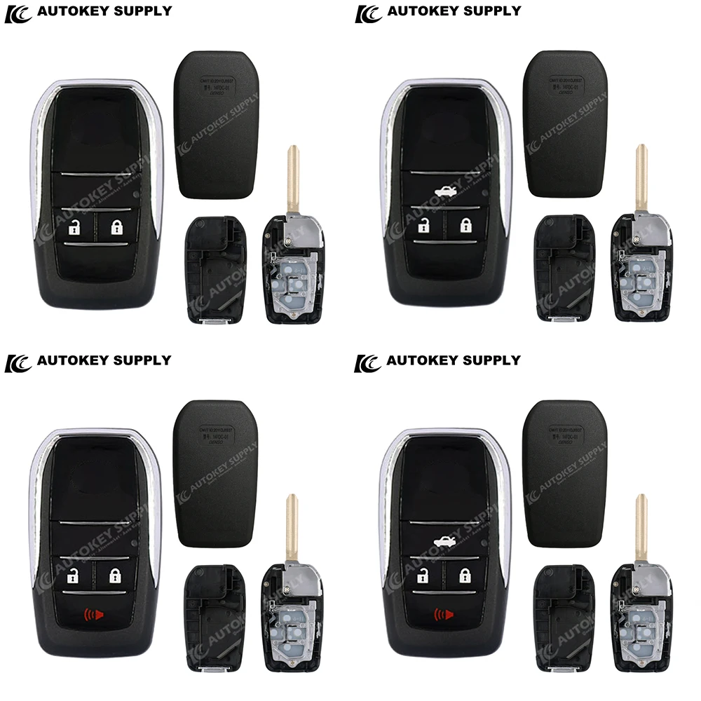 AutokeySupply For 2/2+1/3/3+1 Buttons Suitable Camry Rav4 Reiz Vios Crown Car Straight Remote Control Modified Folding Key Shell