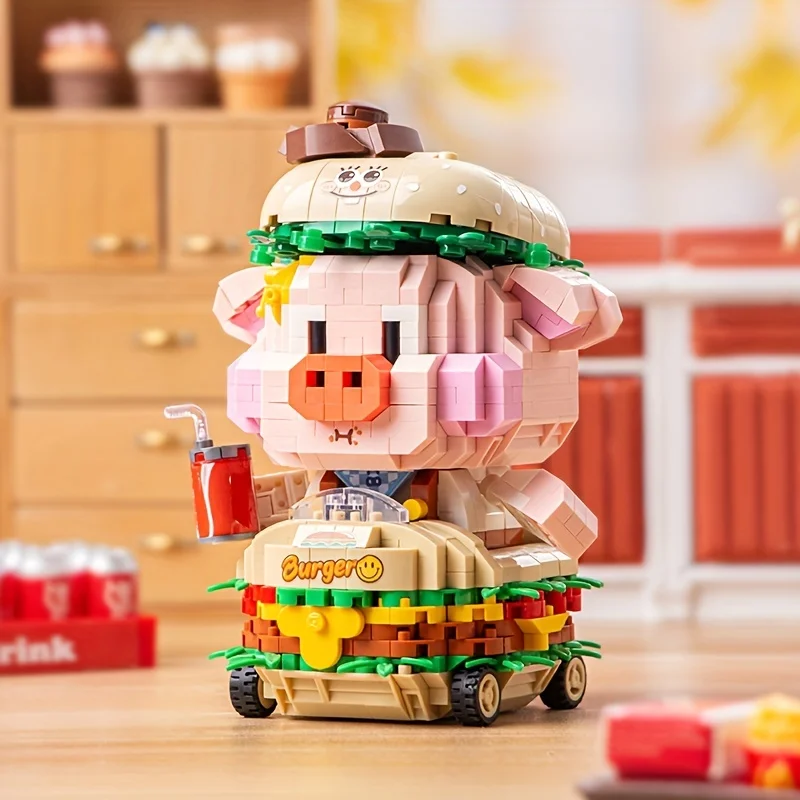 For Loz Micro Diamond Building Blocks Hamburger Pig Cute Children\'s Puzzle Assembly Building Blocks Toys For Birthday Gifts