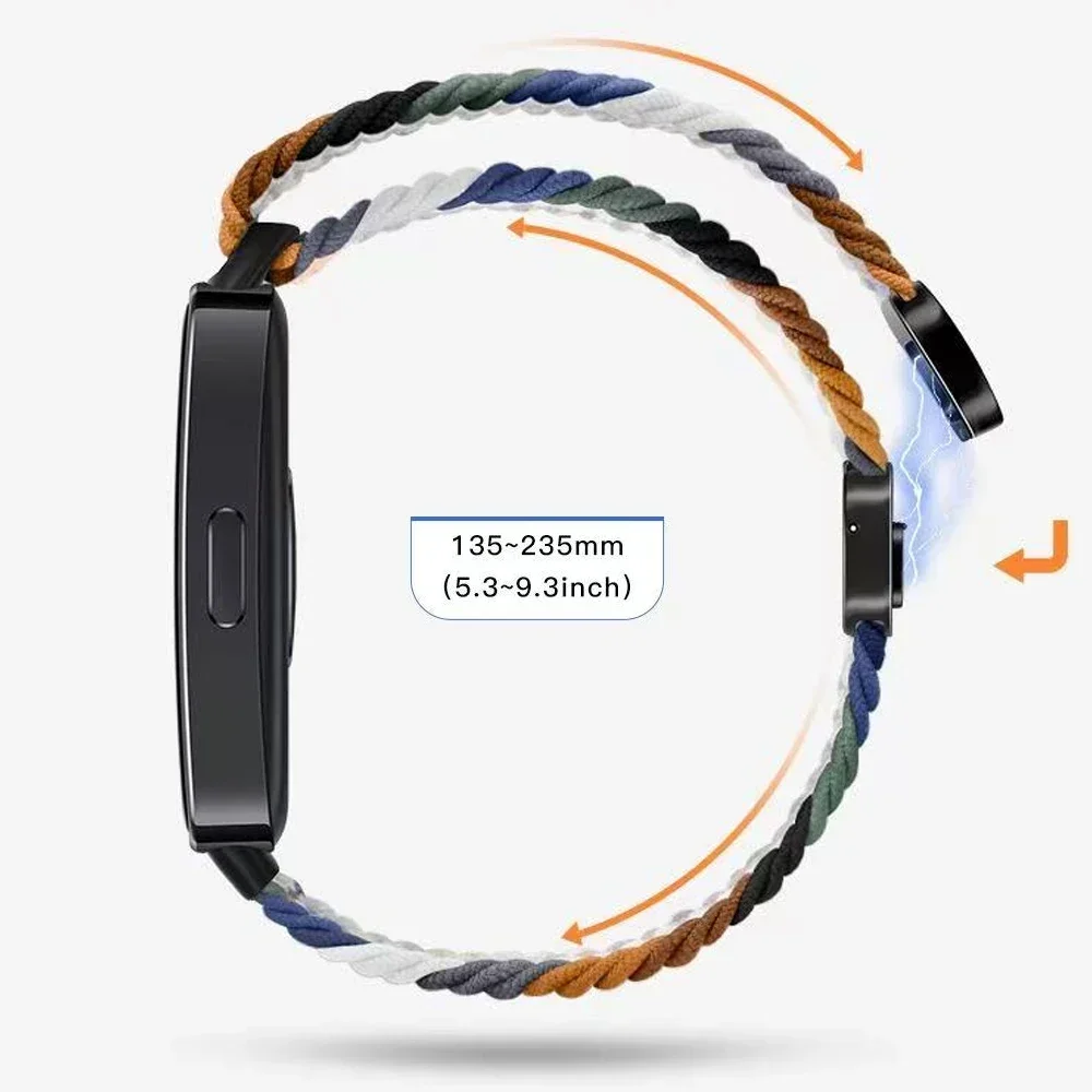 Nylon Braided Loop Strap for Huawei Band 11 10 9 8 Magnetic Sports Bracelet Wristband for Huanwei Band 11 10 Replaceable Correa