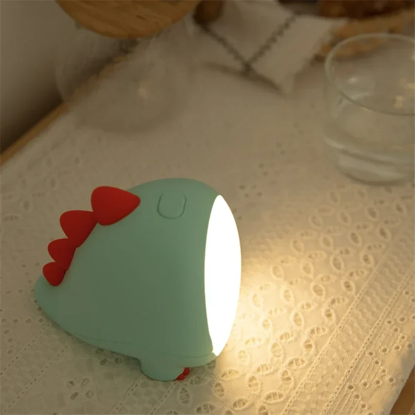 Imagem -04 - Dinossauro dos Desenhos Animados Recarregável Led Night Lights Proteção para os Olhos Lâmpadas de Cabeceira Quarto Baby Dormir Criativo Net Decoração Vermelha