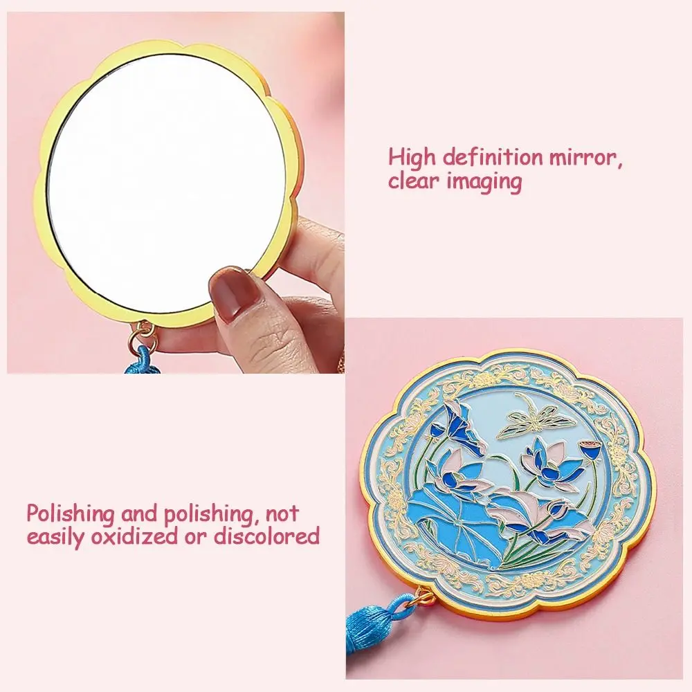 Miroir de maquillage Portable créatif, Design en Relief de Style chinois, miroir cosmétique en métal transparent, Souvenirs touristiques