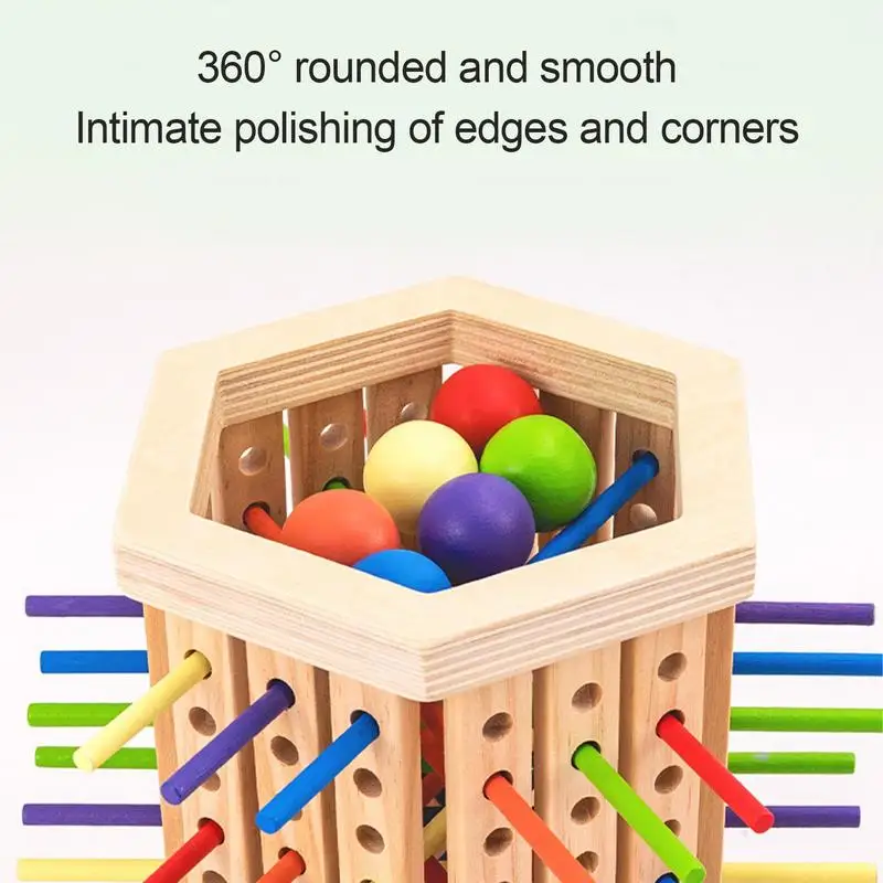 Stick Pull Game Wooden Ball Tower Stick Pick Up Game Wooden Board Games Fine Motor Skills Counting Math Educational Toys For 3