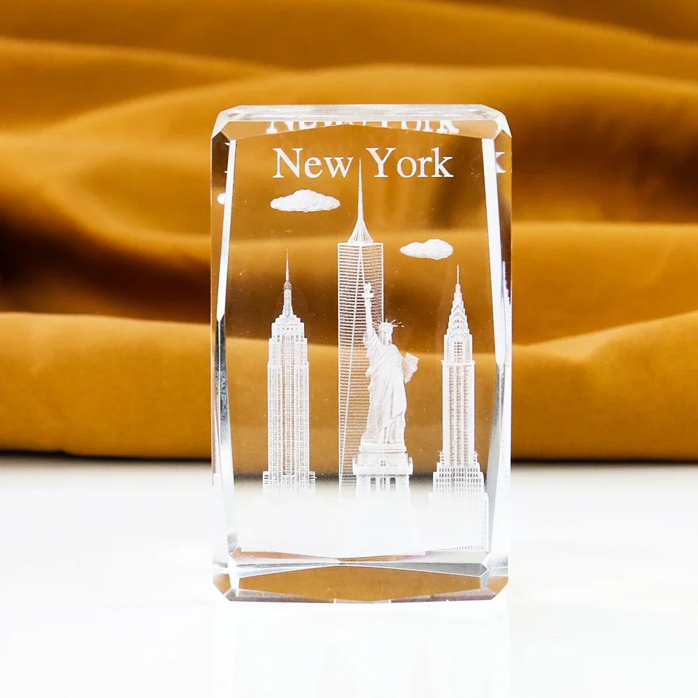 

K9 Crystal Laser Inside Carving America New York Statue of Liberty Architecture Crafts Ornament Desk Paperweight Gift Home Decor