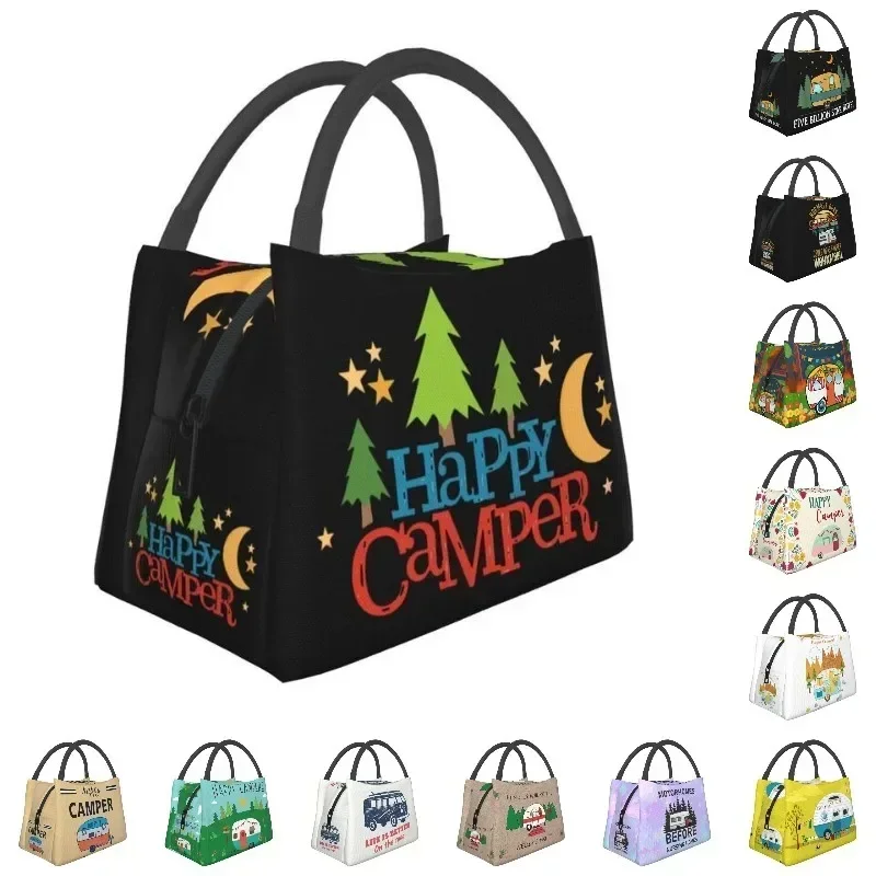 Happy Insulated Lunch Bag for Women Waterproof Explore Wilderness Camping Thermal Cooler Lunch Tote Office Picnic Travel