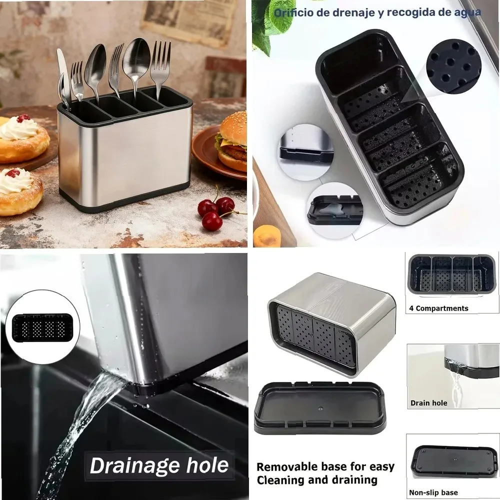 

Kitchen Utensil Organizer with Holes - Storage Rack for Knives, Forks, Spoons, Chopsticks & Tools
