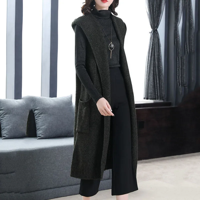 2023 New Autumn Winter Mid Mother Vest Jacket Women Fashion Long Sleeveless Waistcoat Coats Female Casual Outerwear Ladies Tops