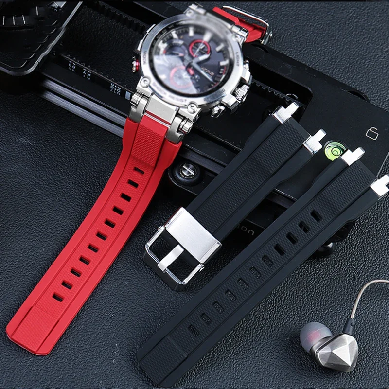 Watch Accessories Band Replacement FOR CASIO MTG-B1000 G1000 Watch Strap Solid Steel Linker Rubber Silicone Pin Buckle Bracelet