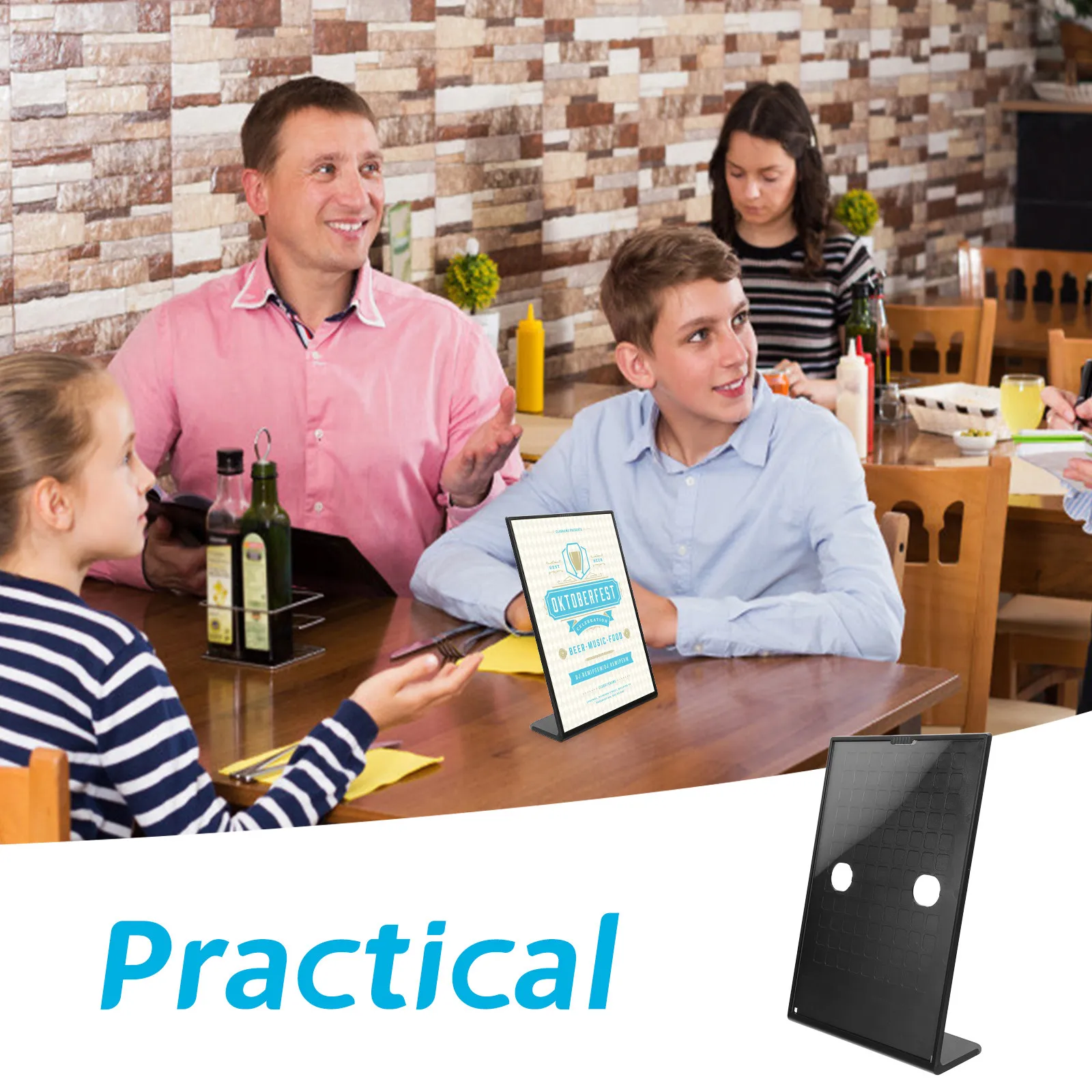 L-Shaped Plastic Table Menu Stand Clear Display Holder for Signage Brochure Poster Price Tag Document Presentation