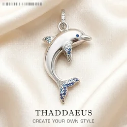 Pendant Dolphin Blue Brand 925 Sterling Silver Glam Jewelry 2023 Europe Style Accessorie Soul Lucky Gift For Woman