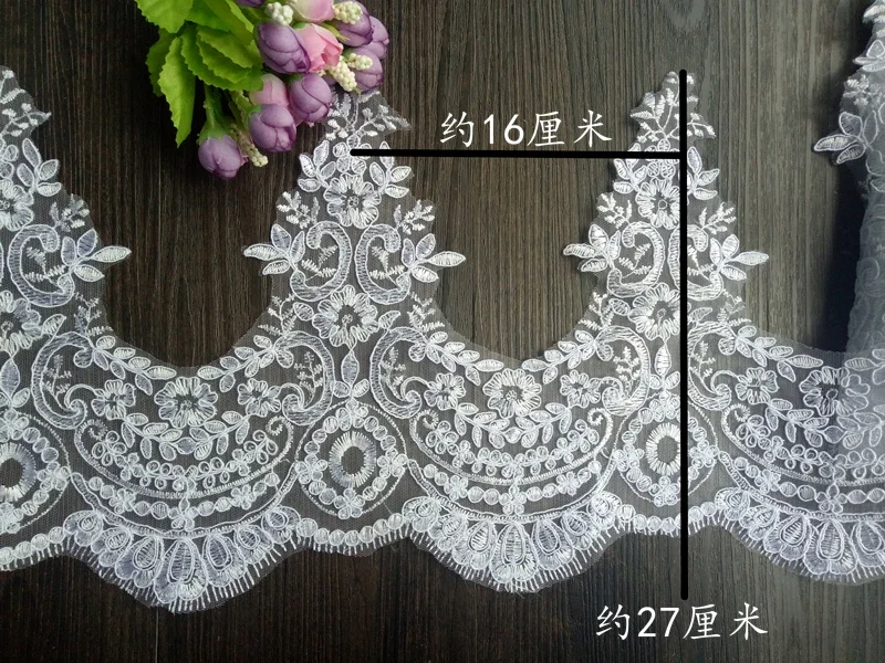 3 Yards/Lot 14 Farben Auto Knochen Stickerei Stoff Pailletten Spitze Trim Für Handgemachte DIY Kleidung Hochzeit Kleid Schleier 24CM Zubehör – Detail 4
