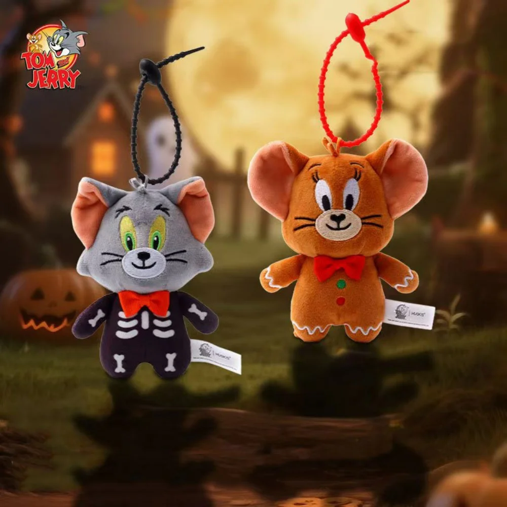 ตุ๊กตาการ์ตูนแท้ ทอมแอนด์เจอร์รี่ ของเล่นตุ๊กตาขนนุ่มน่ารัก ของตกแต่งกระเป๋าเป้นักเรียน พวงกุญแจตุ๊กตา ของขวัญวันฮาโลวีนสำหรับเด็กผู้หญิง