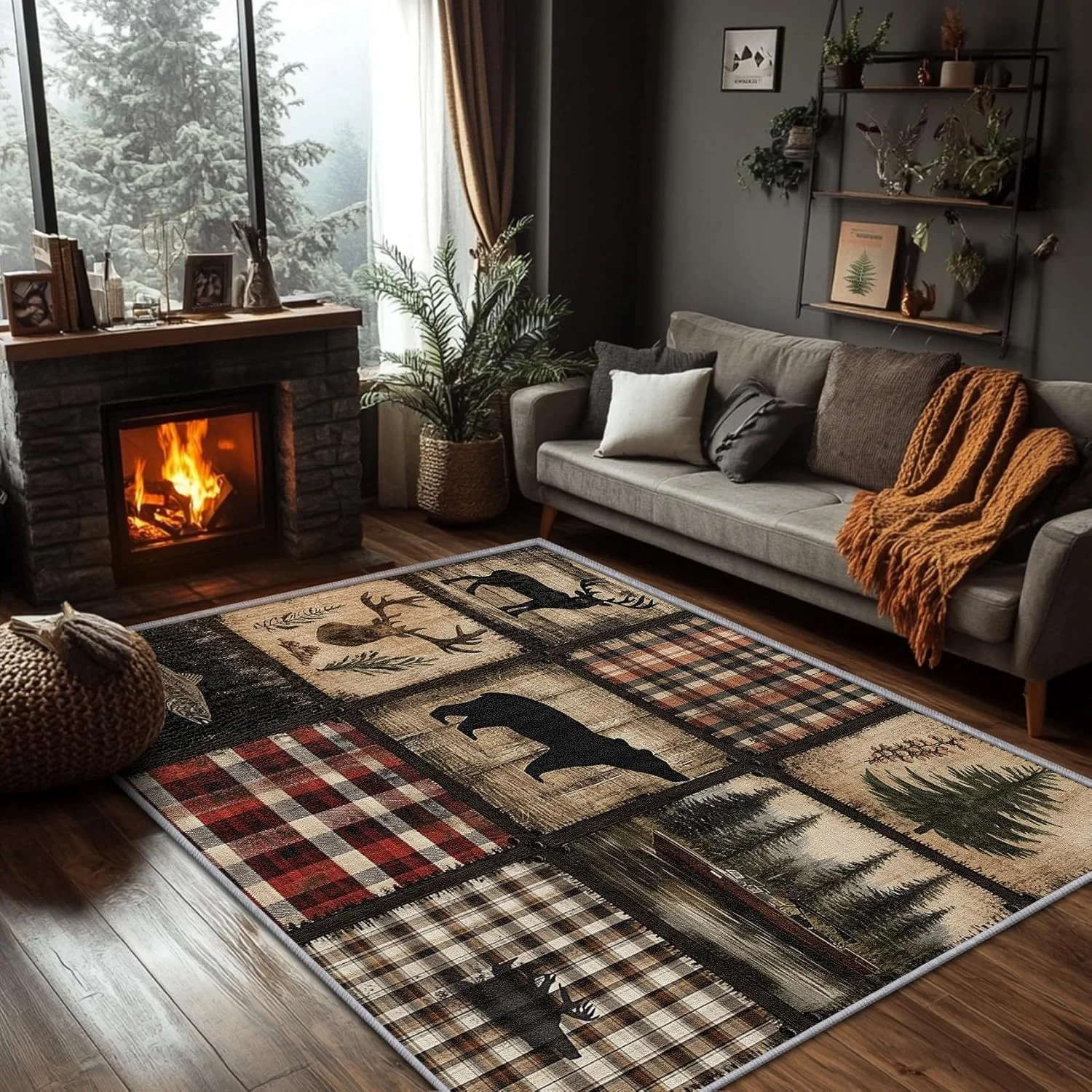 VIKAMA Retro American Animal Living Room Carpet Full Bed Bed Blanket Easy To Take Care Of Bed Bed Mat Home Decoration