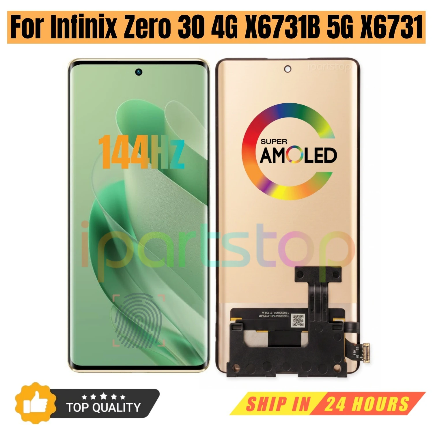 

iParts Replacement New Display for Infinix Zero 30 4G X6731B 5G X6731 144Hz AMOLED Touch Screen with Frame Assembly OEM Tested