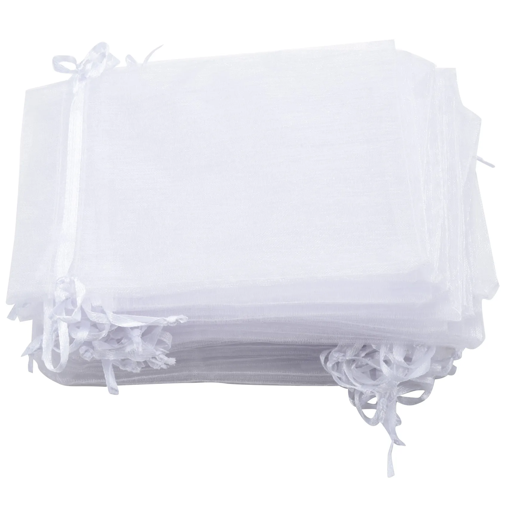 

50 Pieces 4 by 6 Inch Organza Gift Bags Drawstring Jewelry Pouches Wedding Party Favor Bags (White)