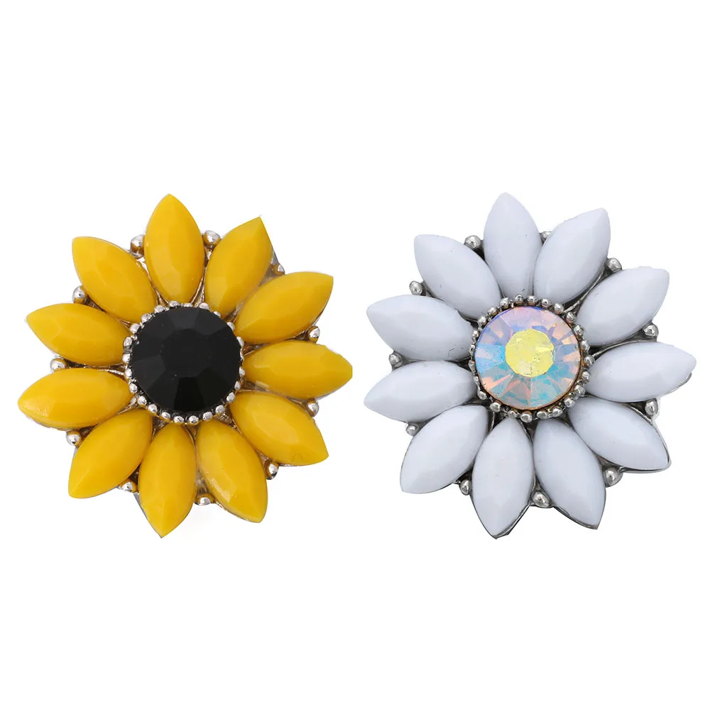 5pcs/lot New Snap Jewelry Mixed Rhinestone Flower 18mm Metal Snap Buttons Fit Snap Bracelet Bangle Ginger Charms