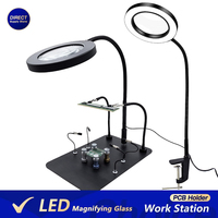 Adjustable LED Magnifying Lamp Magnetic Base Flexible Arms PCB Holder Workstation Electronics Soldering Jewelry Precision Repair