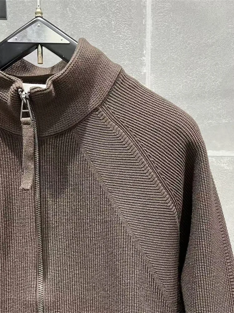 

Fall Faionable Simple Knitted Open Cardigan High End Men's Stand Collar Sweater Jaet Casual Versatile Sli Jaet