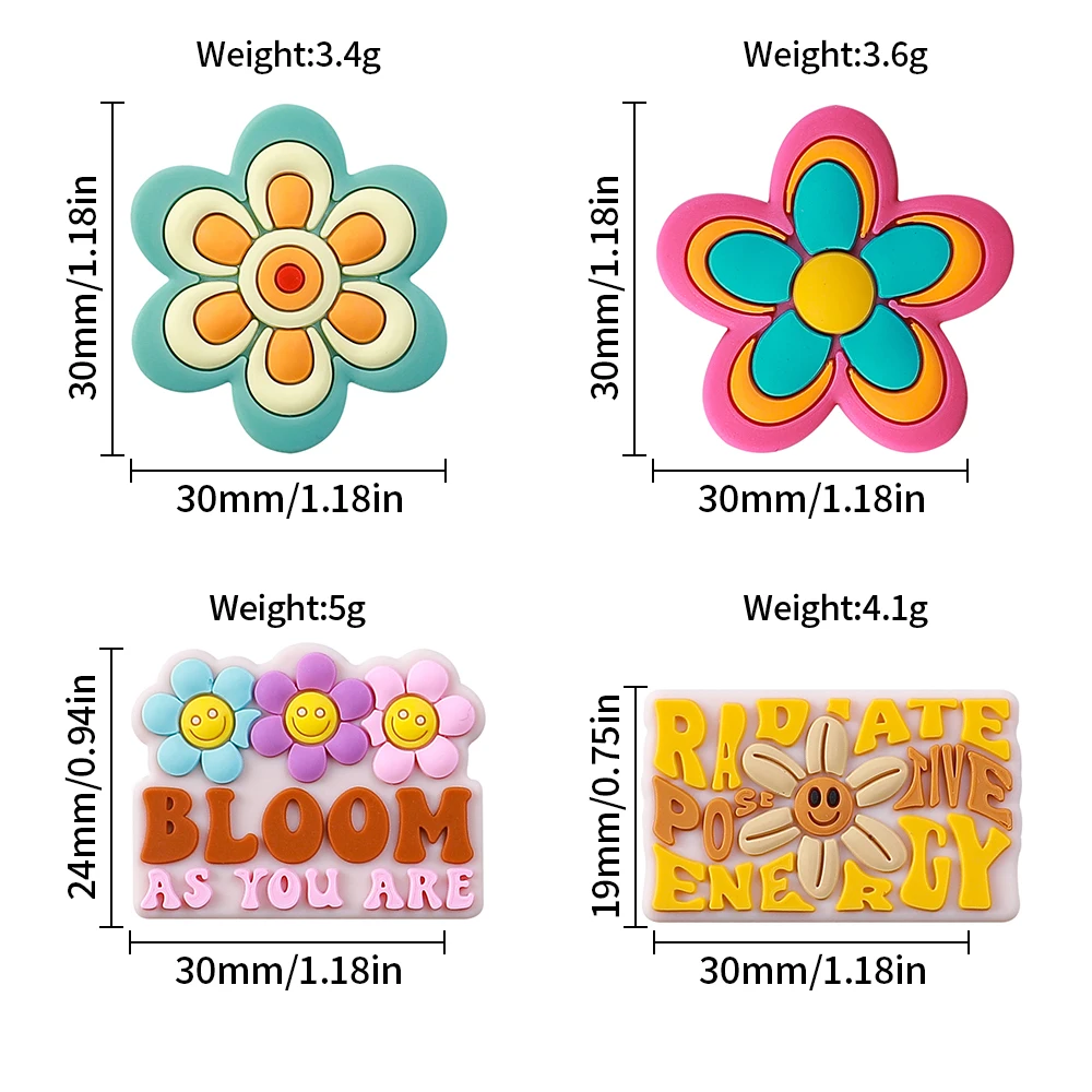 5PCS Flower Silicone Focal Beads Colorful Flower Shaped Silicone Beads For Creative DIY Beaded Pens Decors Various Handicrafts