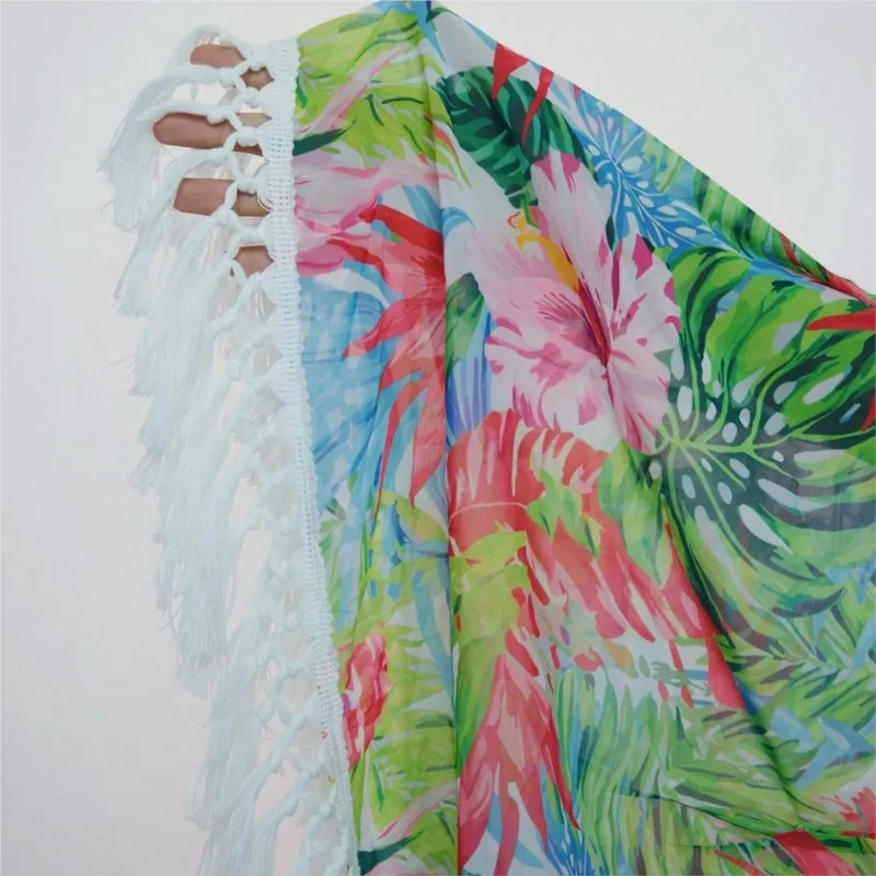 Summer Dress Women's New Boho Style Sunscreen Mesh Blouse Sleeveless Print Tassel Spliced ​​beach Skirt Casual Dresses For Women