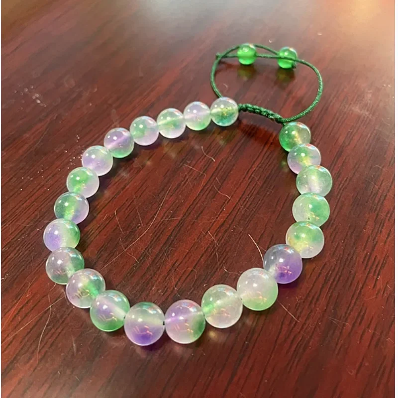 Customized Green jade Emerald 8MM Beads Hand Knotting Bracelet Accessories DIY Jewellery Fashion Man Woman Luck Amulet New