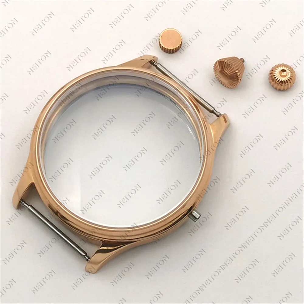 44mm Watch Case Solid Stainless Steel For ETA 6498 6497 Sea Gull ST3600 Movement Accessories Parts