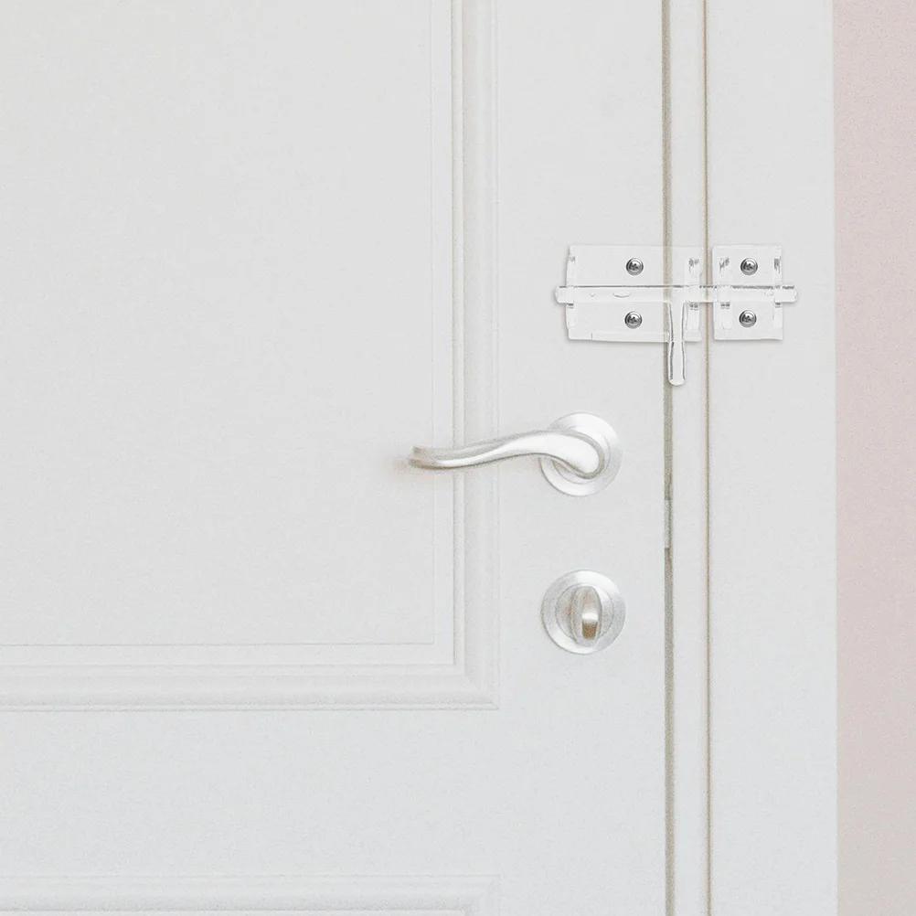 

2Pcs Transparent Lock Hasp Acrylic Clear Adhesive Latch Secure Bolt Mechanism Easy to Install No Drilling Required for Home