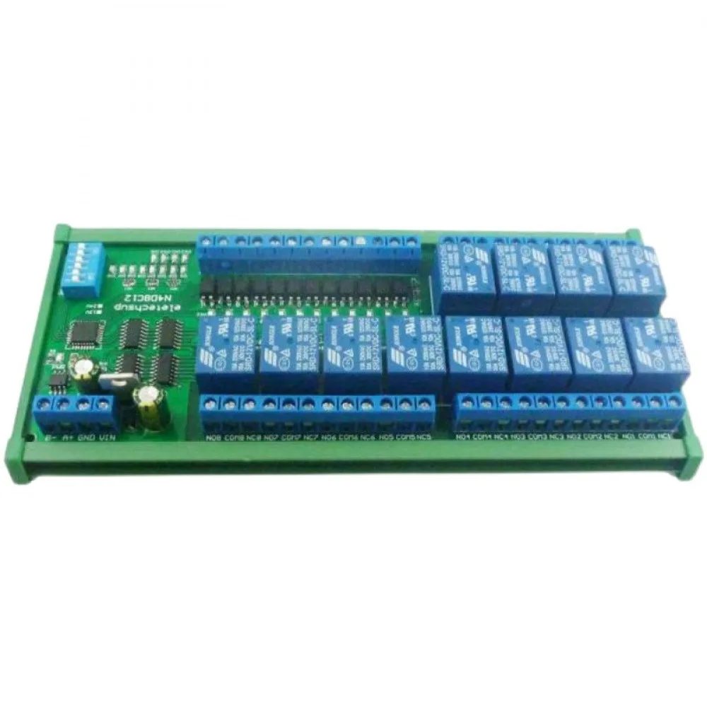 12 Channel DC12/24V NPN Digital Input Output UART RS485 Relay Module Modbus RTU DIN35 Rail Box Board For Machine Control PLC PTZ