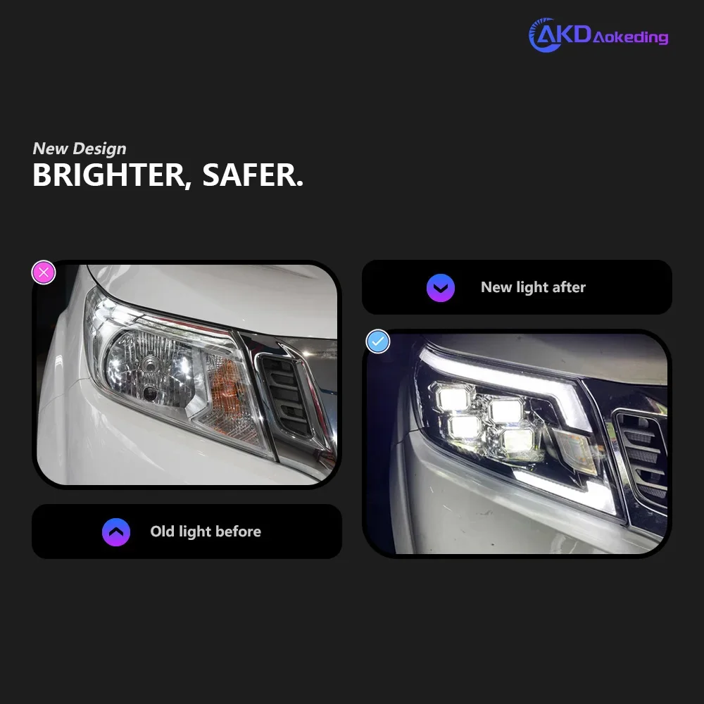 Car Styling Lampada frontale per Navara Fari 2014-2021 NP300 Frontier LED Faro Segnale DRL Proiettore LED Accessori auto