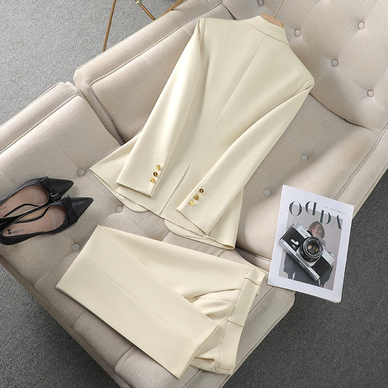 ZJYT Korean Style Fashion Blazer Set Ladies Office Work Wear Autumn 2024 Long Sleeve Jacket Pant Sets 2 Piece Outfits Elegant