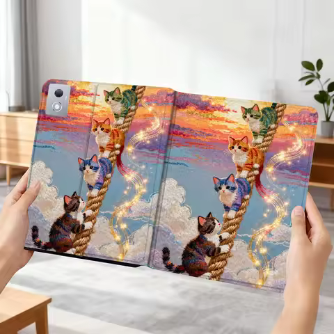 Color Cat Popular Cartoon Art Gift For Xiaoxin Lenovo Tab P12 Extreme Legion Y900 Idea Pro GT 12.1 2025 Foldable Tablet Case
