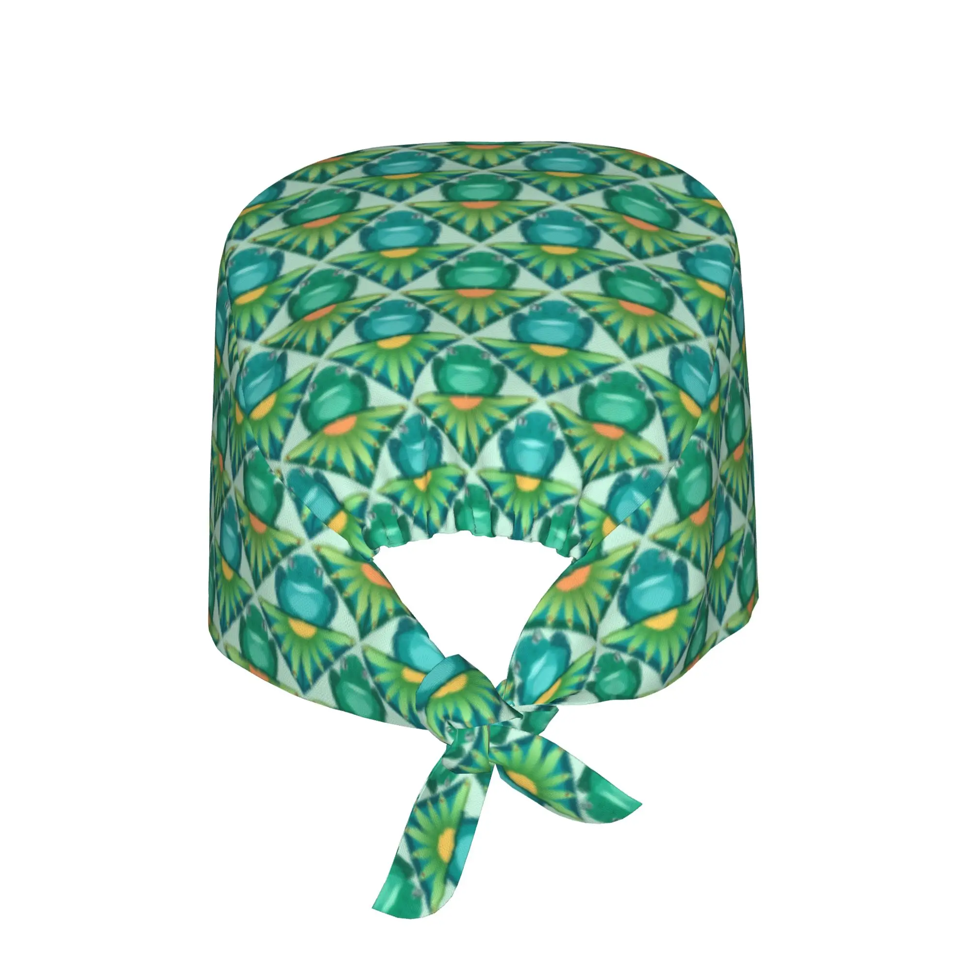 Adjustable Cute Frog Animal Lover Working Hat Teal Meadow Creature Scrub Caps Scrub Nursing Doctor Surgeon Cap for Chef