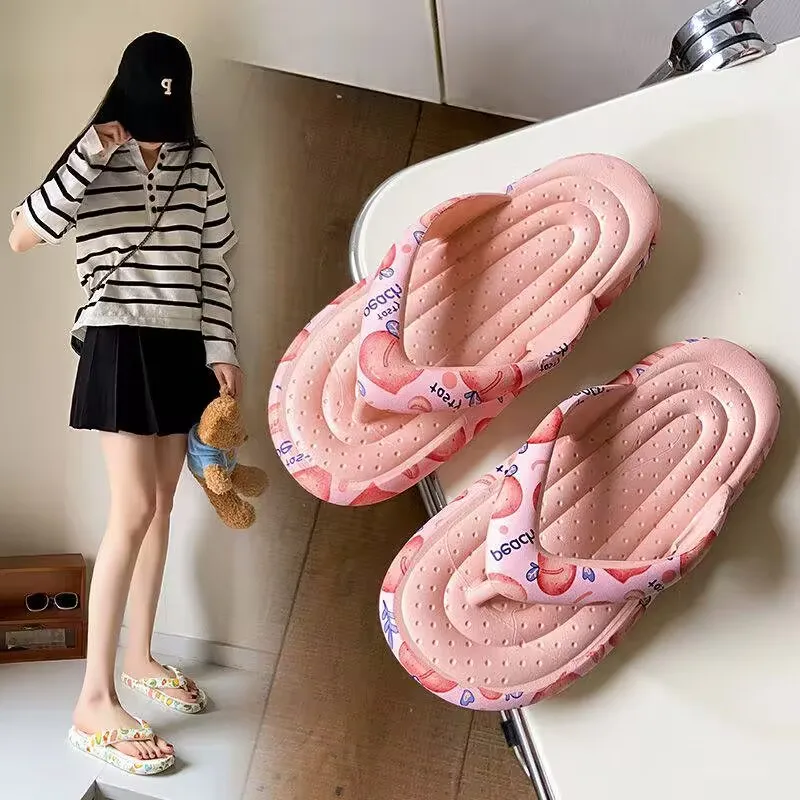 2025 Outdoor Platform Slippers  Women Fashion Lovely Indoor Bathroom Soft Sole Personality Non-Slip Beach Sandals image 2