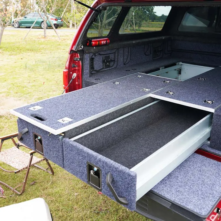 Chinese factory 4WD off-road vehicle rear drawer system 4x4 car storage drawer sliding truck bed double drawer