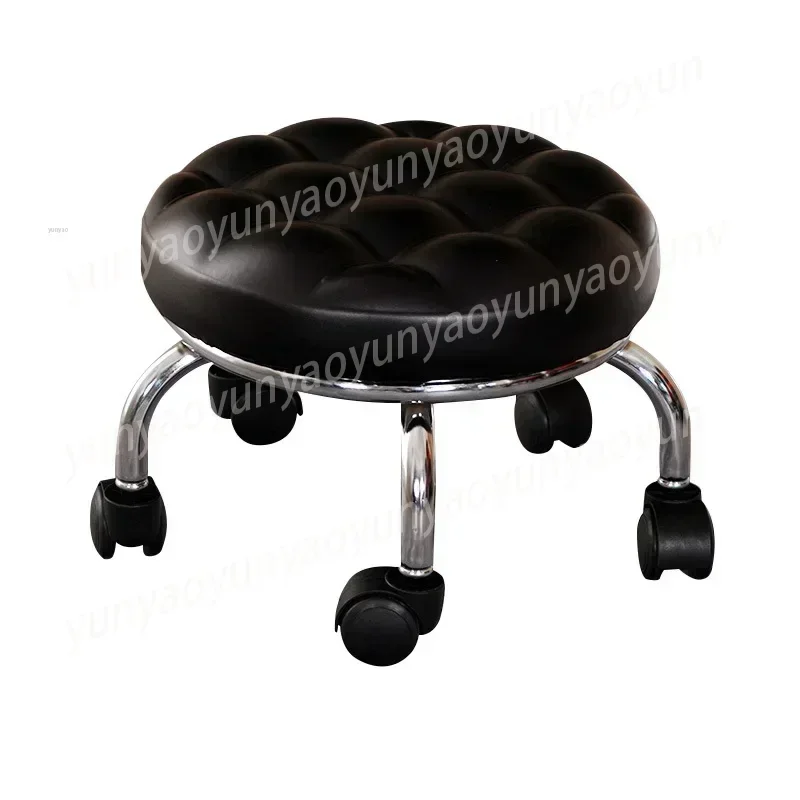 

Aluminum Pulley Stool Low Round Stool with Wheels Creative Home Back Chair Housework Bench Portable Household