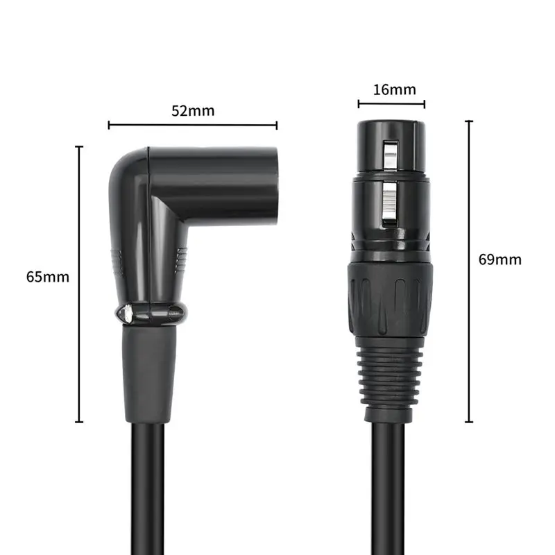Y47A XLR Right Angle Microphone Extension Cable, 3-Pin Male to Female Audio Cord Shielded, for Stage Studio Speaker Mixer Guitar
