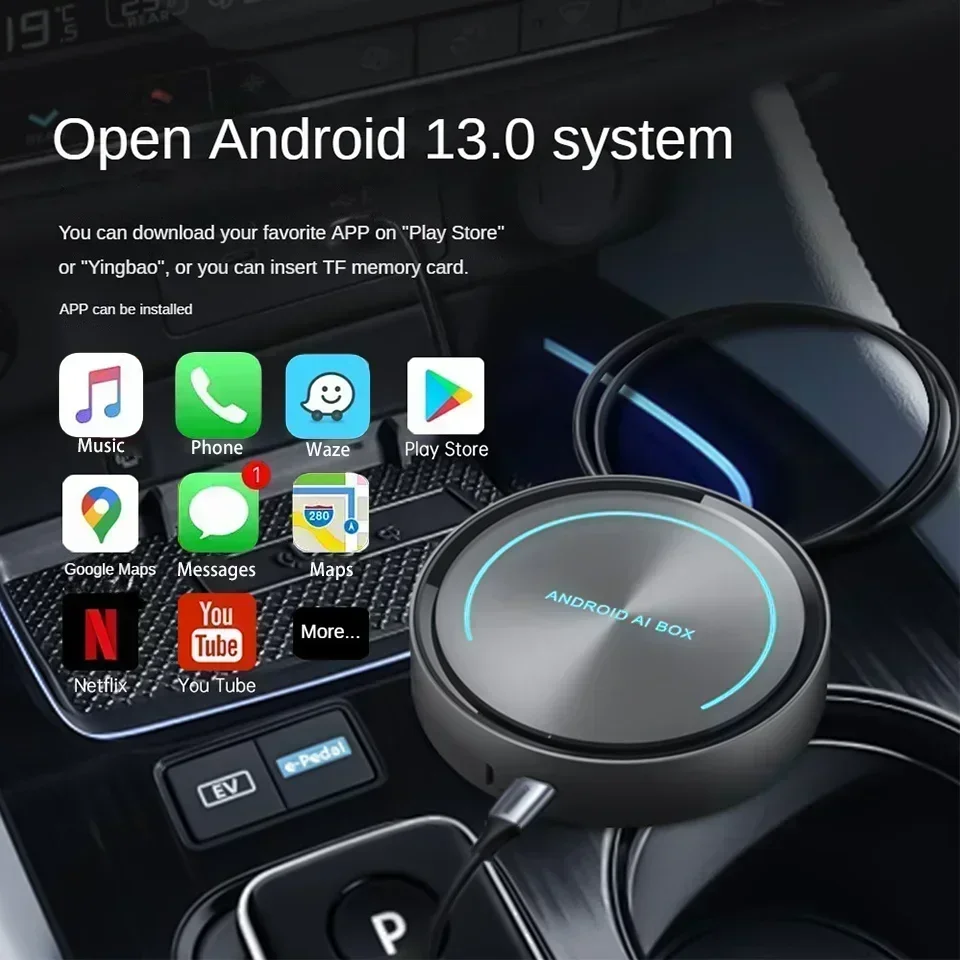 CarPlay ai Box Android13 Smart TV Box Android Auto & Apple CarPlay Smart Adapter 8GB + 128GB Ingebouwde Netflix YouTube Play Store