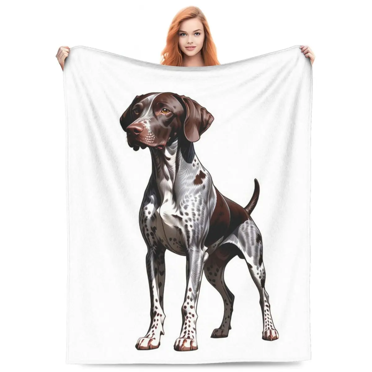 German Shorthaired Pointer Dog Bone And Paw Blankets Flannel Sofa Throw Blanket Portable for Home Bedroom Throws Bedspread Quilt