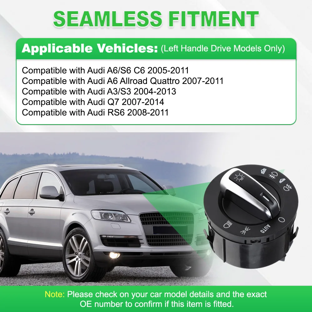 8 Pins Headlight Fog Light Lamp Control Switch With AUTO For Audi A6/S6 C6 A3/S3 Q7 RS6 4FD941531A 4F1941531E,4FD941531A