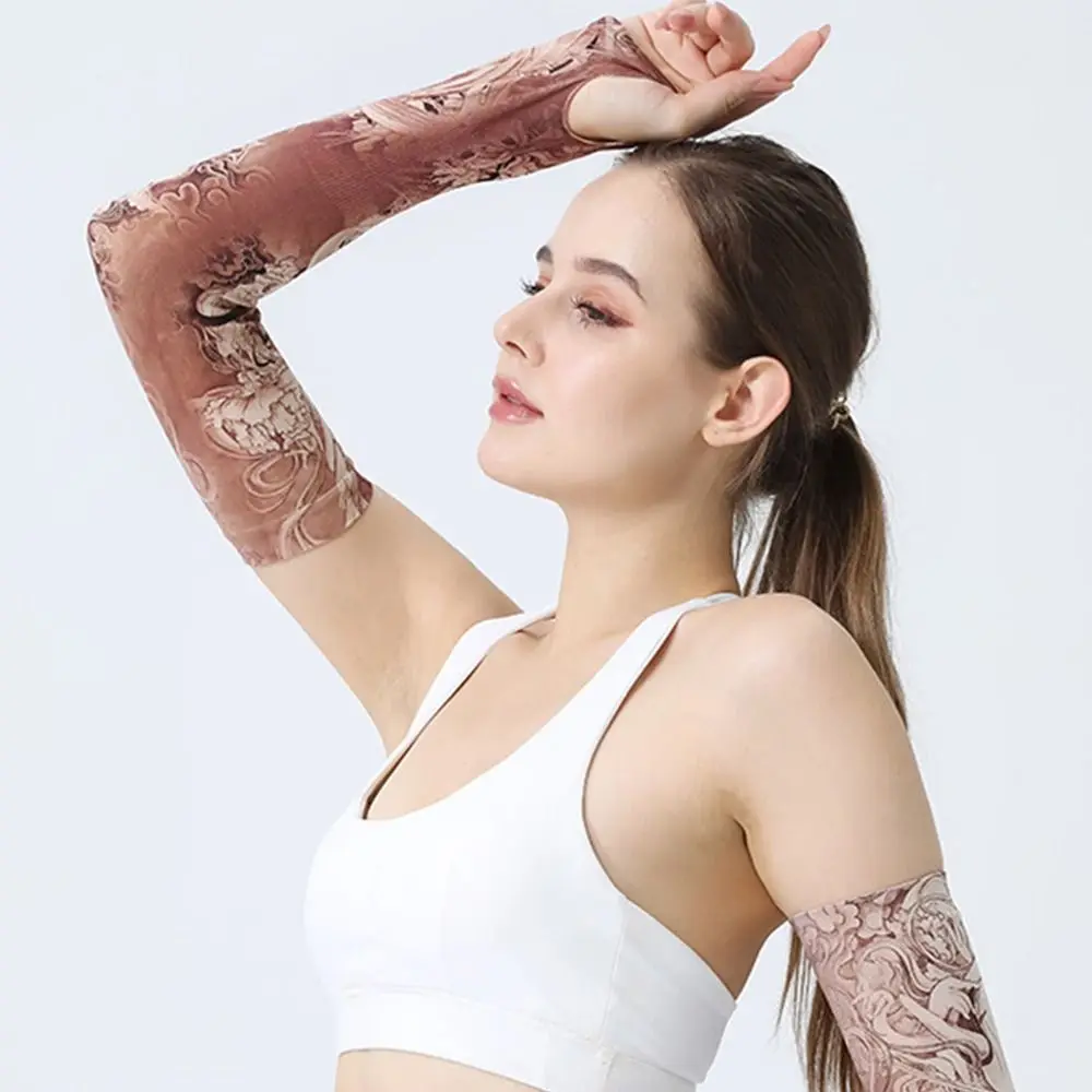 1Pair New Sportswear Basketball Summer Cooling Outdoor Sport Arm Cover Flower Arm Sleeves Sun Protection  Arm Sleeves