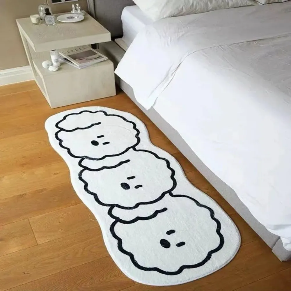 VIKAMA Adorable White Dog With Black Outline Bedroom Living Room Rug Waterproof Slip Resistant Stain Resistant  Home Decor