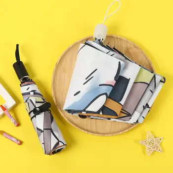 女士自動傘卡通貓爪自動折疊旅行傘黑色塗層防曬女童兒童傘 10 最佳銷售 可愛雨傘 - №5