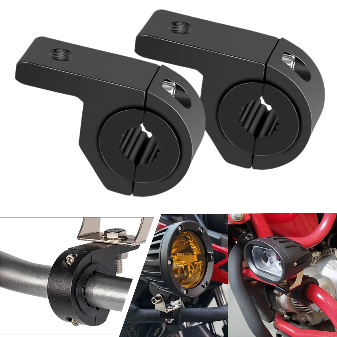 ABS/Aluminum Alloy Car Light Holder 1/2/4Pcs Tube Clamps Mount Kit 25-32mm Headlight Brackets for Motorcycle Electric Scooter