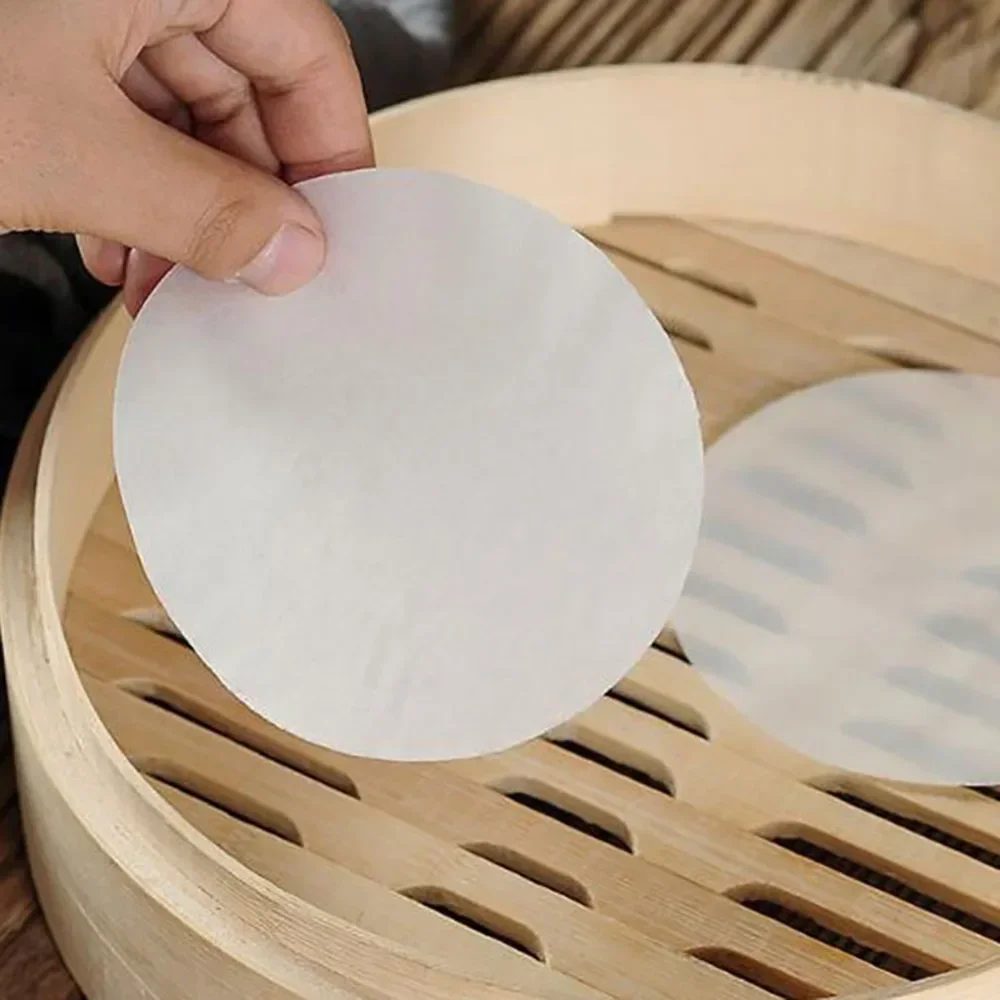 500/1500pcs 9cm Steamer Paper Round Disposable Paper Non-Stick Baking For Dumplings Bread Cakes Kitchen Cooking Supplies