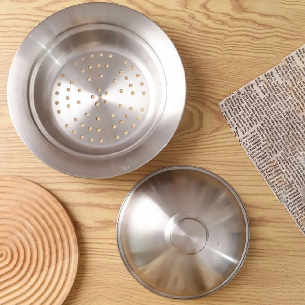 

304 Stainless Steel Flying Disc Steamer Rust-proof Drop-resistant Steaming Plate with Lid Deepened Steaming Rack Egg Custard